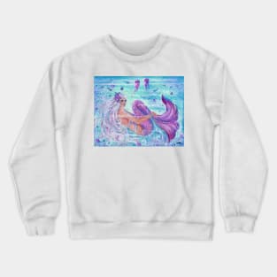 Mermaid with jellyfish fantasy art by Renee Lavoie Crewneck Sweatshirt